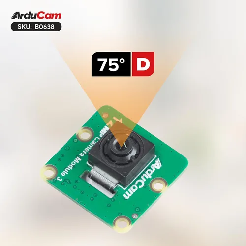 Vista 4 de Arducam para Raspberry Pi Cámara Módulo 3, 12MP IMX708 75° (D) Foco fijo Pi Cámara V3, para Raspberry Pi 5/4B/3B+, Zero