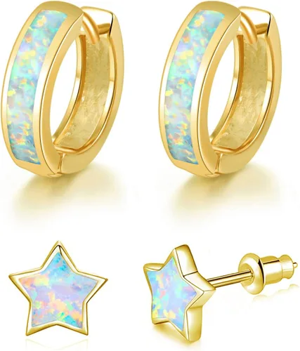 Vista 76 de CiNily Aretes Huggie de ópalo con bisagras, chapados en oro, hipoalergénicos, pequeños aretes de aro para mujeres, adolescentes, niñas, hombres
