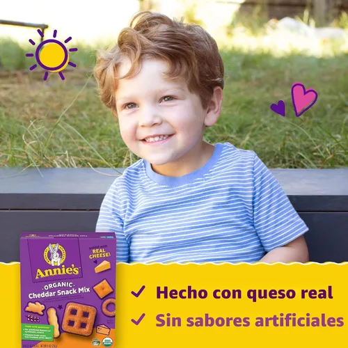 Vista 3 de Annie's Mezcla de Snacks de Queso Cheddar con Galletas y Pretzels Surtidos, Hecho con Queso Real, 9 oz