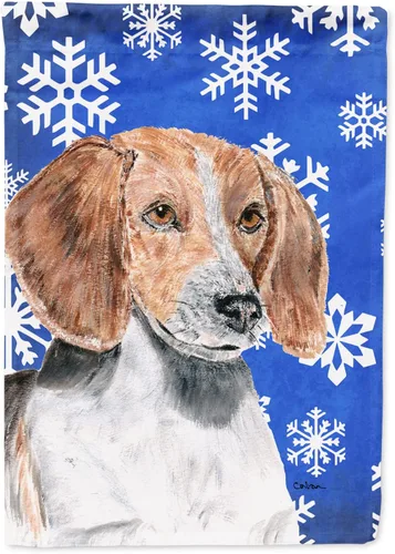 Vista 311 de Caroline's Treasures SC9374GF Bulldog English Snow flakes Holiday Garden Flag Buzón Bandera decorativa para patio exterior, patio, obras de arte