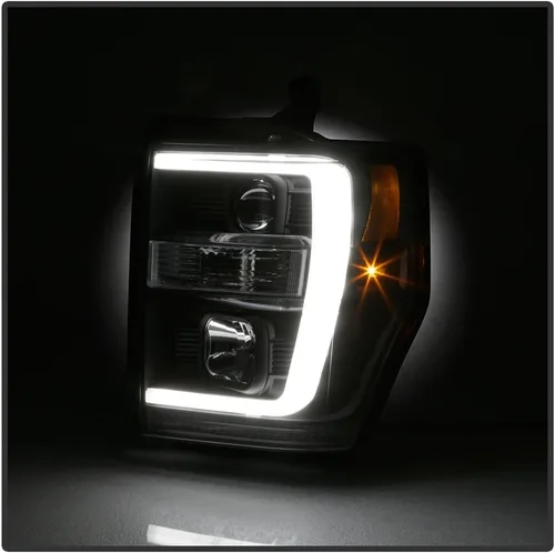 Vista 8 de ACANII - Para negro 2008 2009 2010 Ford F250 F350 Superduty Pickup LED tubo proyector faros faros Set izquierdo+derecho
