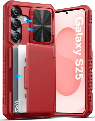 Vista 28 de ATATOO Funda tipo cartera para Samsung Galaxy S25, tarjetero integrado (3-5 tarjetas) [bloqueo RFID] y cubierta de cámara deslizante, protección