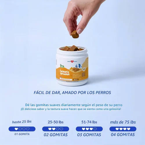 Vista 6 de Masticables de cúrcuma para perros, apoyo articular antiinflamatorio