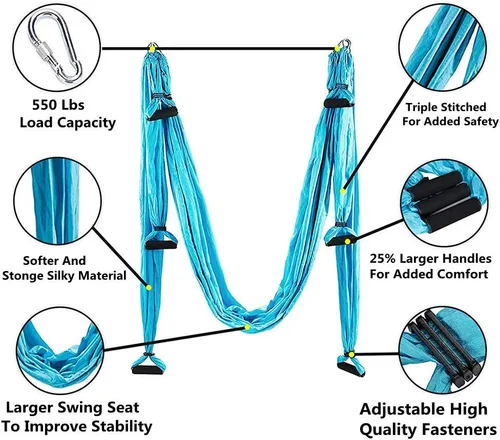 Vista 2 de Juego de Columpio de Yoga Aéreo, Hamaca Ultra Resistente con Extensión de Trapecio, Colgante Antigravedad para Ejercicios de Inversión