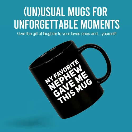 Vista 2 de Taza de café de cerámica con texto en inglés «My Favorite Nephew Gave Me This Gift To Uncle Auntie», para el Día de la Madre, Día del Padre