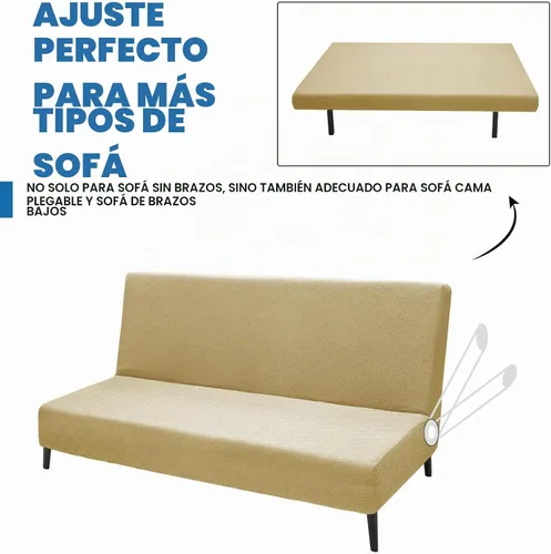Vista 8 de XINEAGE - Funda elástica para futón y sofá cama, tamaño matrimonial, color Beige