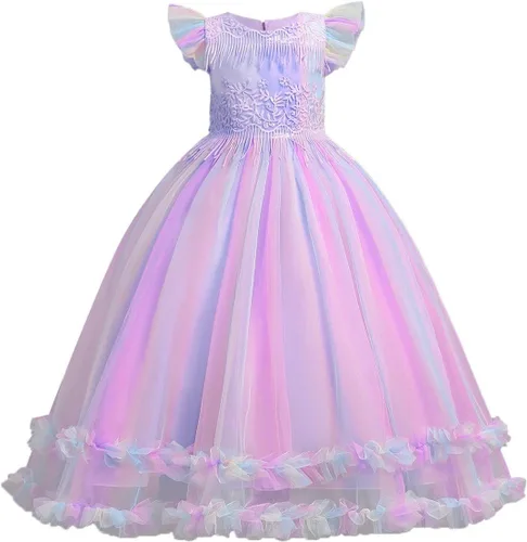Vista 36 de Vestido de tul de unicornio arcoíris para niñas, vestido de princesa para cumpleaños, Halloween, Navidad, concurso de baile, fiesta de baile