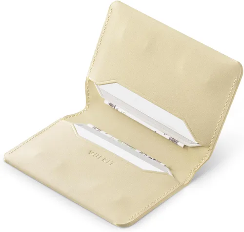 Vista 17 de VULKIT Cartera delgada minimalista con bloqueo RFID de cuero para tarjetero de tarjetas de crédito con bolsillo frontal y cierre magnético, Marrón