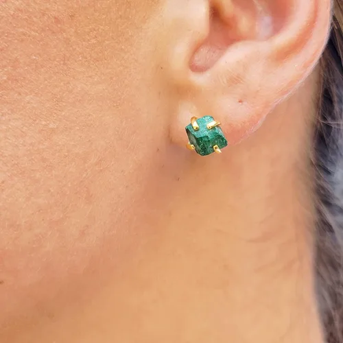 Vista 38 de Aretes de piedra preciosa natural en bruto con oro amarillo sobre plata de ley 925, 6 a 0.276 in, regalo de piedra de nacimiento de calidad genuina