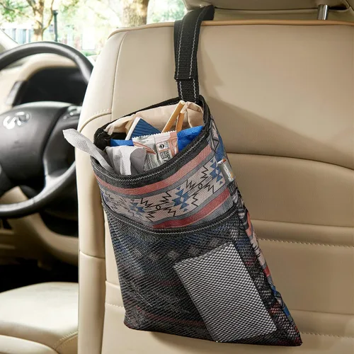 Vista 7 de HIGH ROAD - Bolsa de basura para automóvil con forro a prueba de fugas y bolsillo de almacenamiento Hanging Car Garbage Bag Holds Wet and Dry Car