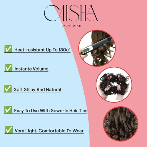 Vista 5 de CAISHA by Prettyshop Hairpiece Scrunchy Updo Bridal Peinado Voluminoso Ondulado Moño Desordenado Mezcla Rubio G13AL