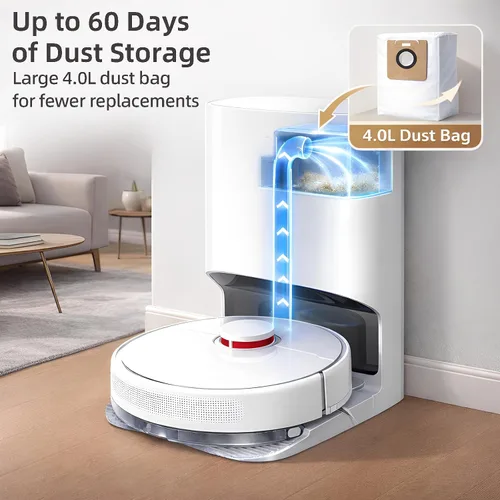 Vista 2 de Paquete de 10 bolsas de vacío D10 Plus de 4 litros compatibles con robot aspirador Dreame D10 Plus (RLS3D), 10 bolsas de vacío desechables