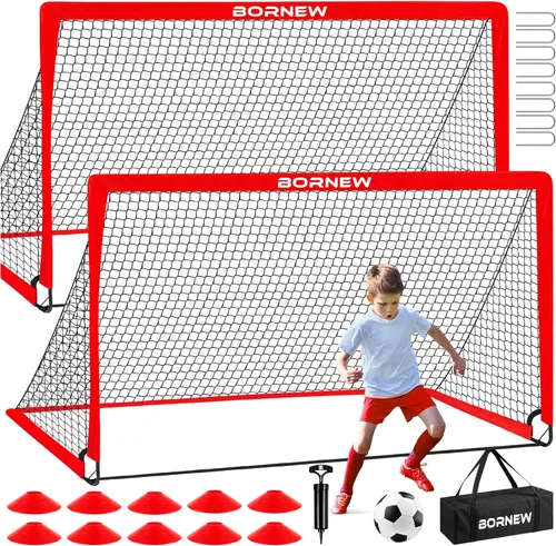 Vista 9 de Kids Soccer Goal for Backyard Set - 2 Set of 6X4 / 4X3 ft Toddler Soccer Nets Training Equipment, Soccer Ball, Pop Up Portable Soccer Set for Kids