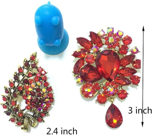 Vista 8 de Broche de flores de boda con diamantes de imitación de cristal grande para mujer, accesorios de ropa de joyería de moda, 4 uds