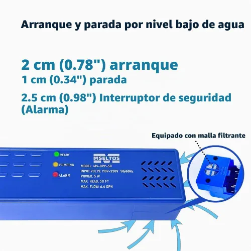 Vista 4 de MSELTOS Bomba de condensado HVAC de cabeza máxima de 6.4 GPH de 50 pies, 110 V/230 V con interruptor de seguridad automático, bomba de sumidero
