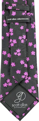 Vista 5 de Scott Allan Collection Corbatas florales para hombre - Corbata de flores tejida jacquard