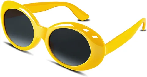 Vista 19 de FEISEDY Gafas de sol blancas ovaladas Clout Goggles para mujeres y hombres, retro, redondas, de moda, con montura, marco de disfraz estilo Clueless