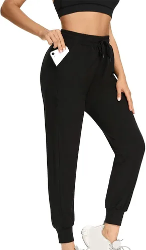 Vista 2 de ZJHANHGKK Pantalones deportivos largos con cordón para mujer, pantalones deportivos suaves para entrenamiento, yoga, correr, con bolsillos