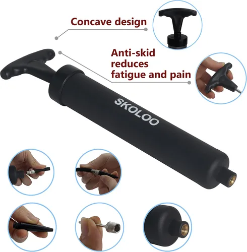 Vista 2 de SKOLOO Kit de inflador de bomba de aire portátil de 10 pulgadas con aguja, boquilla, manguera de extensión para fútbol, baloncesto, fútbol