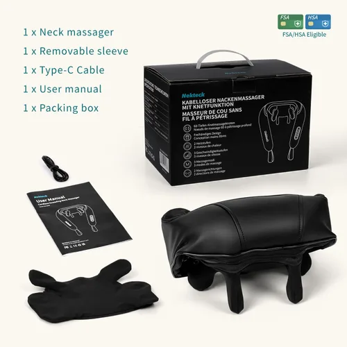 Vista 8 de Nekteck Masajeador de cuello 6D con calor, masajeador de cuello Shiatsu