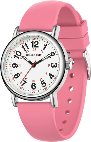 Vista 15 de GOLDEN HOUR - Reloj de enfermera impermeable para profesionales médicos, estudiantes, mujeres y hombres, esfera luminosa de fácil lectura, 24 horas