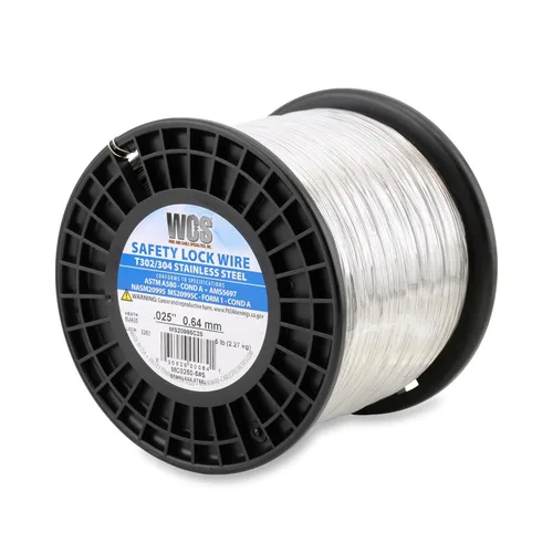 Vista 16 de Alambre de bloqueo, T302/304 de acero inoxidable, NASM20995, MS20995C, ASTM A580 Cond A, AMS5697, 0.020 pulg (0.51 mm), 1 lb (0.45 kg) Lata