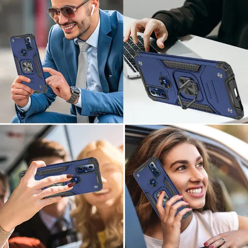 Vista 6 de Funda para Moto G Play 2023, Motorola G Play 2023 con protector de pantalla HD, soporte giratorio de grado militar de 360° (resistente), fundas