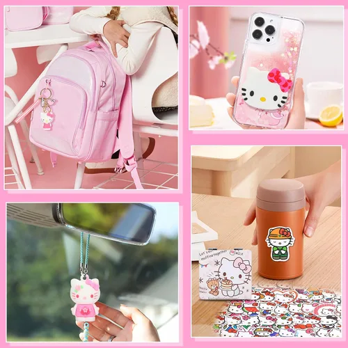 Vista 6 de Togolkap Regalos de gatitos para niñas, juego de regalos de fiesta para niñas, incluye mochila con cordón, cartera pequeña, pulsera, llavero