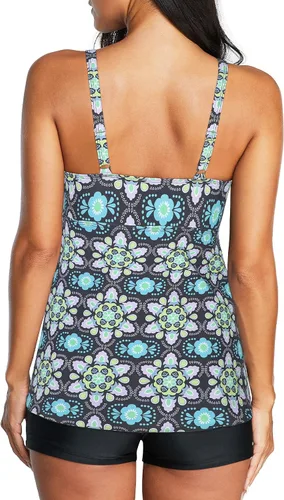 Vista 5 de American Trends Trajes de baño de dos piezas para mujer, tankini de talla grande, con control de abdomen
