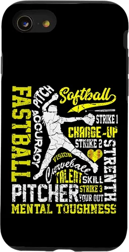 Vista 18 de Distressed Look Softball Pitcher Best Traits for Teen Girls Case for iPhone 17