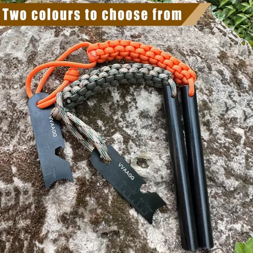 Vista 3 de VVAAGG 4 Inch Large Ferro Rod Fire Starter Survival Flint Kit Camuflaje