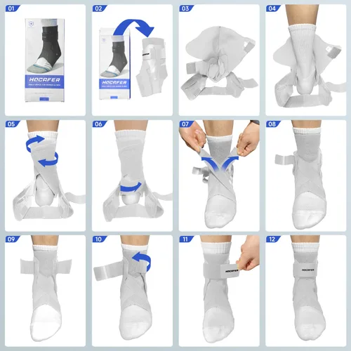 Vista 6 de Hocafer Tobillera Izquierda para Hombre y Mujer - Soporte de Tobillo para Esguince de Tobillo para Aquiles, Tendón, Esguince, Recuperación