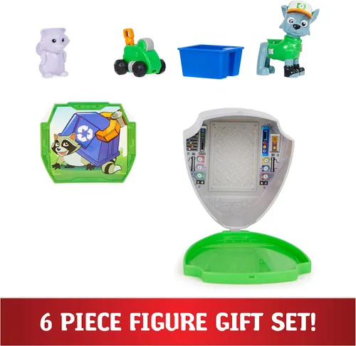 Vista 7 de PAW Patrol Big Truck Pups - Figura de acción Rocky con dron de rescate con plataforma central de comando de montaje en clic y amigo animal