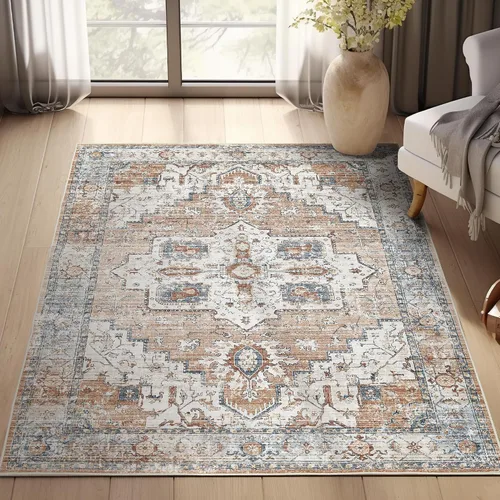 Vista 20 de jinchan Alfombra de área pequeña lavable floral vintage, alfombra de entrada simétrica de medio círculo de 2 x 3, alfombra de entrada suave de pelo