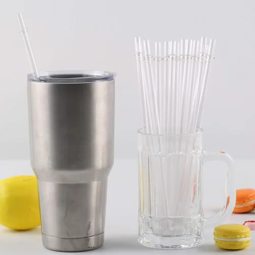 Vista 5 de 12 popotes de plástico transparente reutilizables de 9 pulgadas para tazas altas, vasos y tarros de masón, popotes irrompibles sin BPA con 1 cepillo