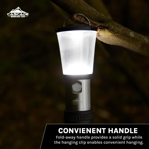 Vista 5 de Cascade Mountain Tech Linterna LED plegable IPX4 resistente al agua con 4 modos de luz, paquete de 3, negro/plateado