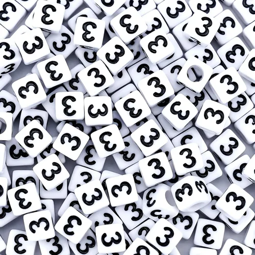 Vista 12 de 300 piezas de cuentas de número 0 redondas de 4x7mm, cuentas de número acrílico individual para hacer pulseras con dijes