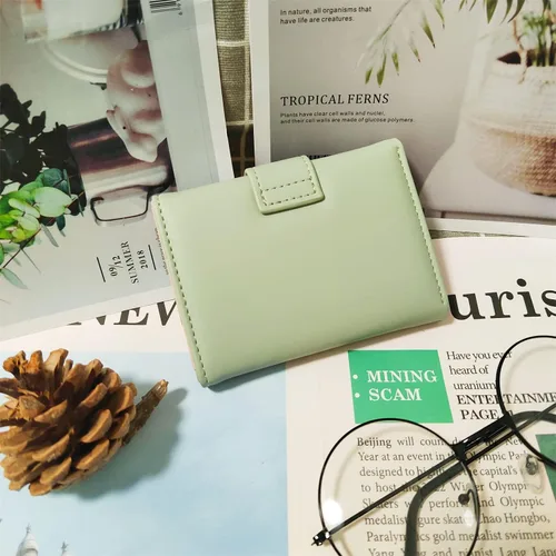 Vista 6 de Cartera pequeña con estampado de pies, monedero con múltiples tarjetas para regalo de cumpleaños, Verde, Elegancia
