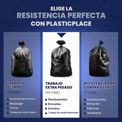 Vista 7 de Bolsas de basura de 64 galones para cubo, negras, 1,5 ml, 50 x 60, 50 bolsas) por caja Negro