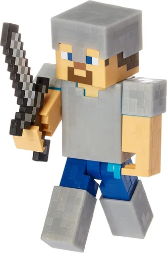 Vista 2 de Minecraft, Steve con la Serie Armor Iron, 4 Figuras de Acción.