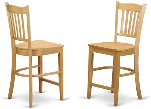 Vista 4 de East West Furniture JAGR3-OAK-W - Juego de mesa de comedor de 3 piezas de altura de encimera de cocina contiene una mesa redonda de madera con Roble
