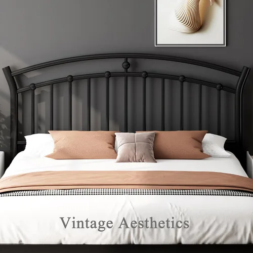 Vista 4 de Feonase - Estructura de cama completa en negro, estructura de cama de metal resistente con 13 láminas de acero endurecido, almacenamiento de 12