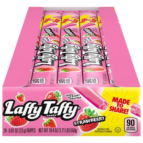 Vista 7 de Laffy Taffy Rope Candy, sabor a plátano, cuerdas de 0.81 onzas (paquete de 24) Cuerda elástica masticable, sabor plátano, envuelta
