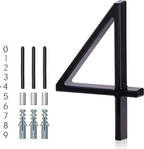 Vista 12 de Números de casa de 5 pulgadas para exterior, dirección de metal número 8, diseño moderno, acabado con recubrimiento en polvo negro resistente a