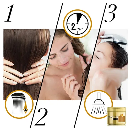 Vista 3 de Pantene Pro-V Keratin Reconstruct - Mascarilla capilar para cabello seco y dañado, 10.1 fl oz, cuidado de brillo