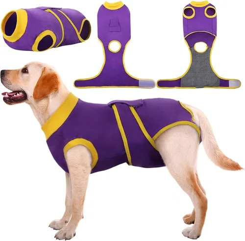 Vista 28 de Kuoser - Traje de recuperación posterior a la cirugía para perros y gatos, camisa profesional y vendaje de heridas abdominales, reemplaza collar