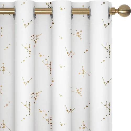 Vista 53 de Deconovo - Cortinas opacas con diseño dorado estampado y ojales, negro, de 42 pulgadas de ancho x 45 pulgadas de largo