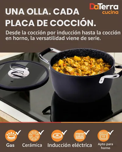Vista 2 de DaTerra Cucina Olla de cerámica antiadherente para horno holandés con tapa