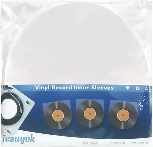 Vista 2 de 45 fundas para disco, 100 unidades EP de 7 pulgadas, fundas interiores de disco de vinilo antiestáticas, fundas protectoras redondas