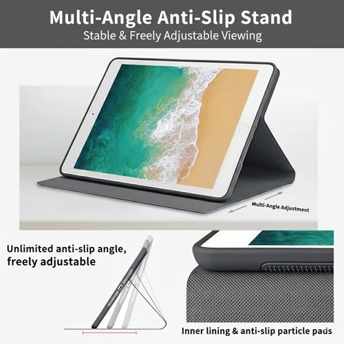 Vista 2 de Case for iPad mini A17 Pro (7th/6th Gen 2024/2021), Slim Shockproof Protective Cover with Auto Sleep/Wake, Durable PU Leather Multi-Angle Stand